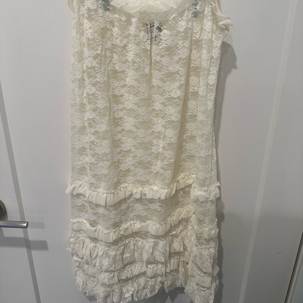 Ivory Lace Ruffle Dress